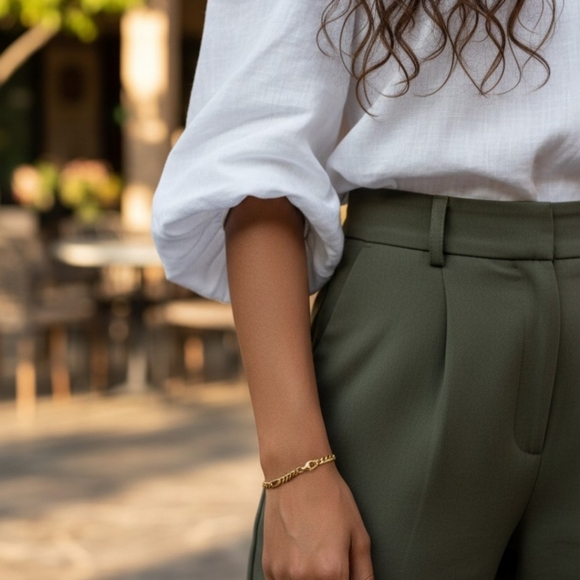 14KGP Stamp Yellow Gold Plated Classic Figaro Style 7.5" Chain Bracelet Vintage - Picture 4 of 16